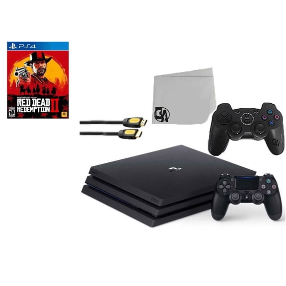 Pre-Owned Sony PlayStation 4 Pro 1TB Gaming Console Black 2 Controller Included with Red Dead Redemption 2 BOLT AXTION ( )