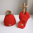 thumbnail image 3 of Conjunto de dos piezas de gorro y bufanda para niños de otoño e invierno, gorro de punto cálido con forro polar para niños y niñas, gorro de lana de oso, 3 of 6