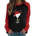 thumbnail image 1 of Womens Spring Patchwork Christmas Printed Long Sleeves Round Neck Casual Tee Tops, 1 of 8