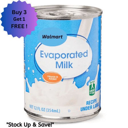 Evaporated Milk, Gluten-Free, Liquid, 12 fl oz Can, Buy 3 Get 1 Free.