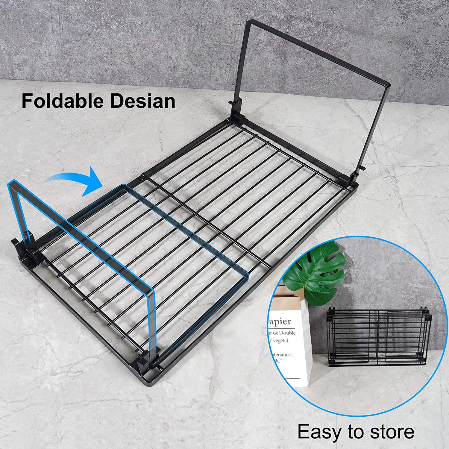 Tomorotec 2PCs Stackable Kitchen Storage Shelf Rack, Foldable Spice Rack Cabinet Organization Storage Shelves, Kitchen Shelves, Kitchen Counter & Cabinet Shelf Organizer