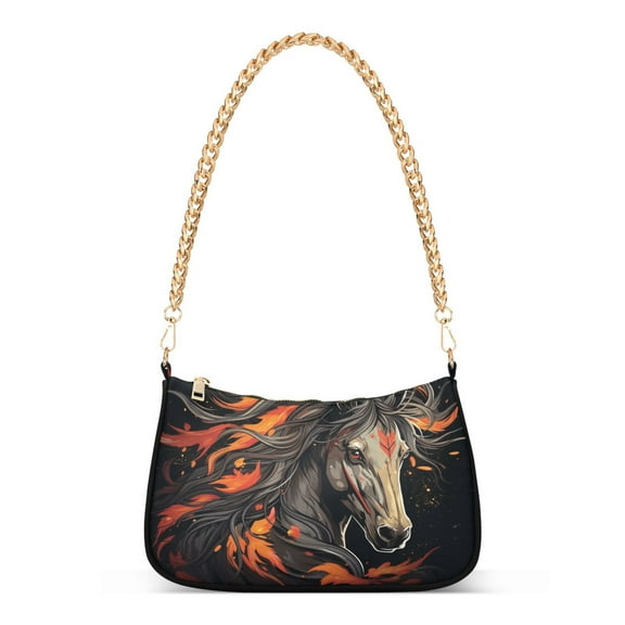 Ryvnso Cool Horse Womens Chain Shoulder Bag Tote Handbags Clutch Hobo Purse with Zipper for Travel