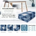 thumbnail image 4 of Plaid Soft Plush Fleece Blanket for Sofa, 60" x 78", Denim Blue and White, 4 of 8