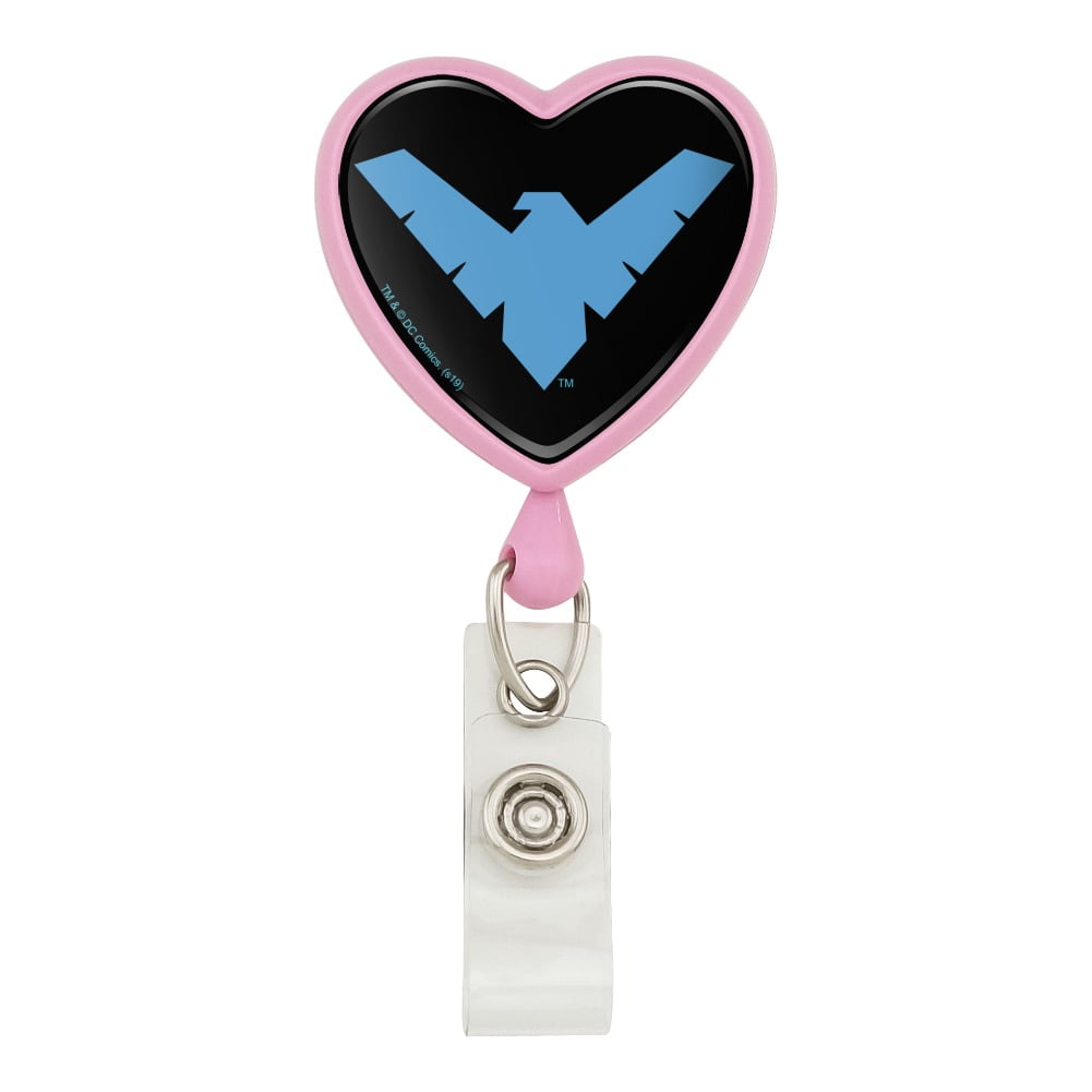 Batman Nightwing Logo Heart Lanyard Retractable Reel Badge ID Card Holder 