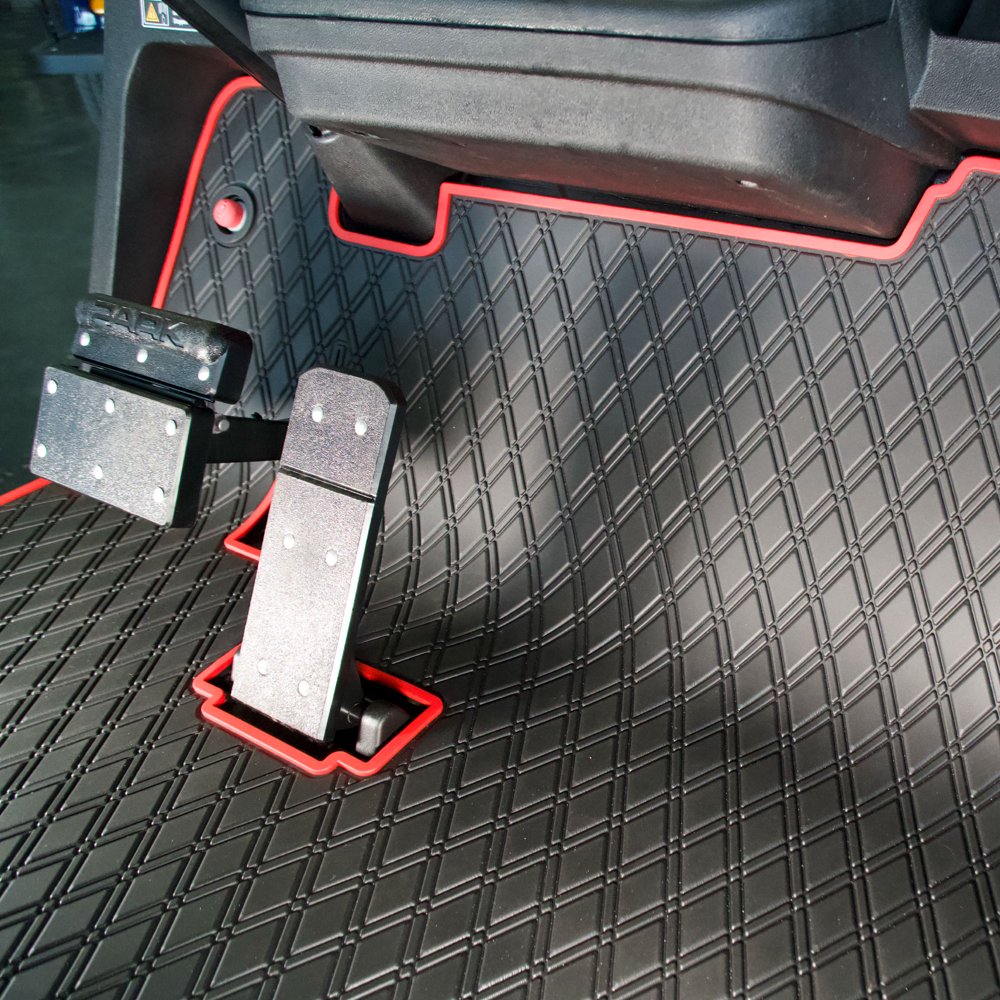 Xtreme Mats Full Coverage Golf Cart Floor Liner Mat Black with Red Trim