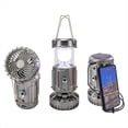thumbnail image 2 of Linterna Solar con Luz y Ventilador - Lámpara de Camping Portátil, Plegable y Recargable, 6 en 1, con Ventilador y Estación de Carga, Color Plateado, 2 of 5