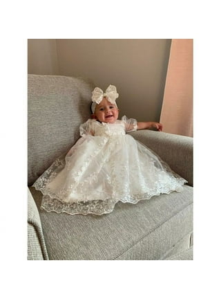 Girls Dresses Christening Gowns Newborn Babies Baptism Clothes Princess  Long Sleeve Sleeping Suit with Hair Band - China Baby Clothes and Overall  Dress price