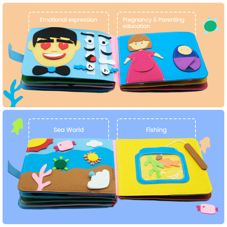 Montessori Felt Book Toddlers Busy Board Baby Story Cloth Book Early Learning Education Quiet Book Habits Knowledge Develop Travel Toy for Boys and