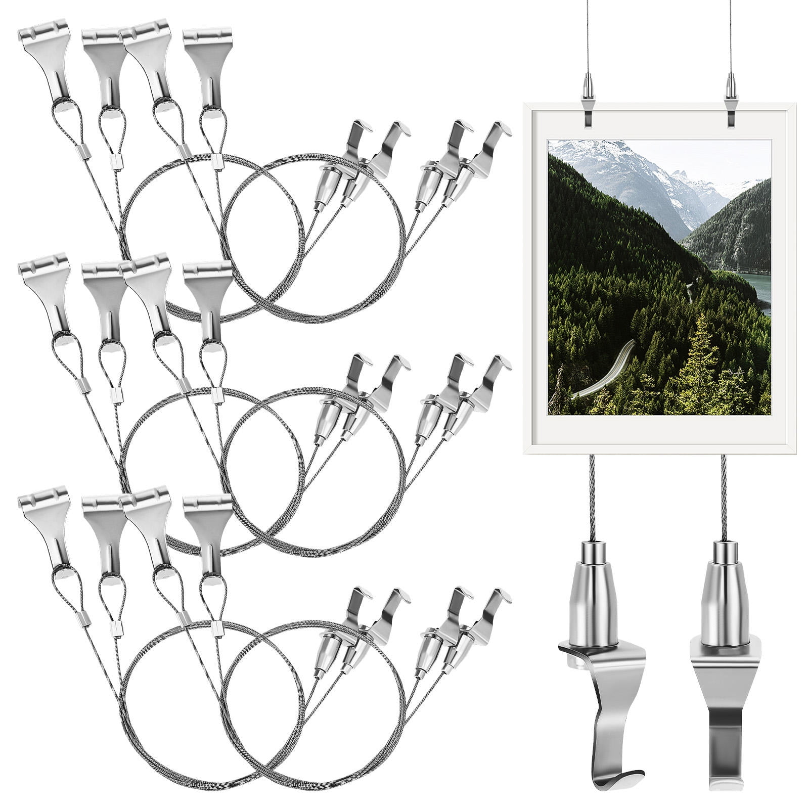 SEWCHICS Picture Hangers Hanging Hooks Stainless Steel 8 Sets 38.6x1x0.8in