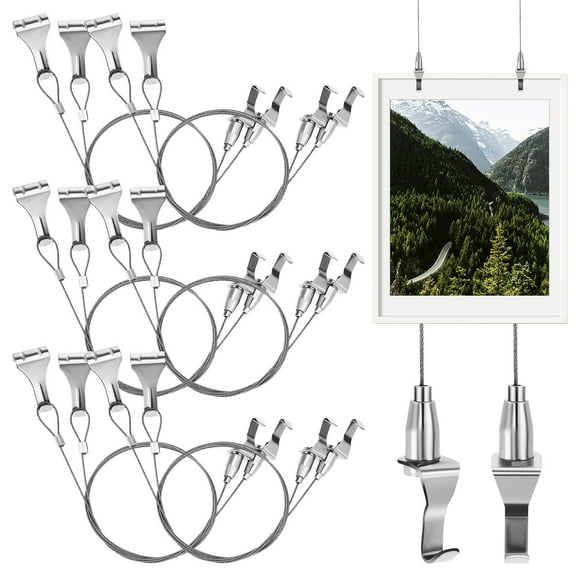 MEIBUTYUP 8 Sets Wire Picture Hanger Stainless Steel Adjustable Hooks For Art Galleries