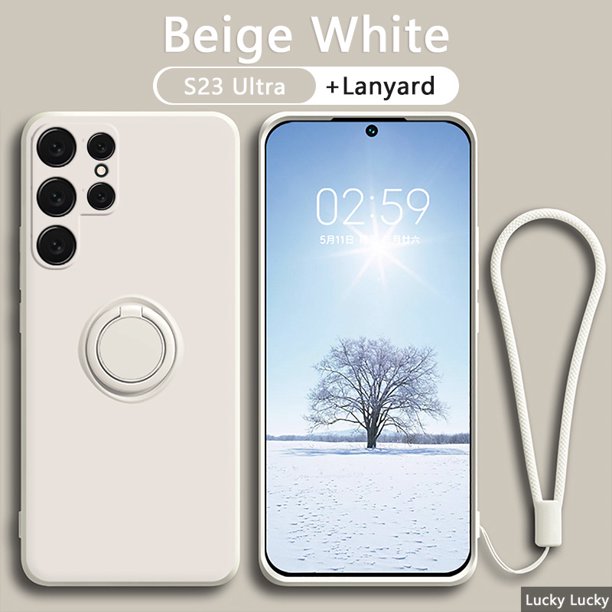 funda para Samsung S23 Ultra Case S23 Plus caso de silicona líquida a prueba de golpes caso anillo soporte de la cubierta de la correa del cordón titular