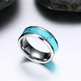 thumbnail image 6 of 8MM Tungsten Steel Turquoise Band Men's Wedding Party Engagement Ring Size 7-12, 6 of 8