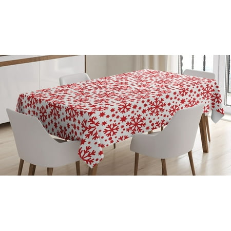 

Snowflake Tablecloth Stars Seven Pointed Stars and Dots Pattern Abstract Motifs New Year Illustration Rectangular Table Cover for Dining Room Kitchen 60 X 84 Inches Red White by Ambesonne