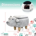 thumbnail image 6 of Critter Sitters 15-In. Seat Height Light Gray Pig Animal Shape Storage Ottoman - Furniture for Nursery, Bedroom, Playroom, and Living Room Decor, 6 of 21