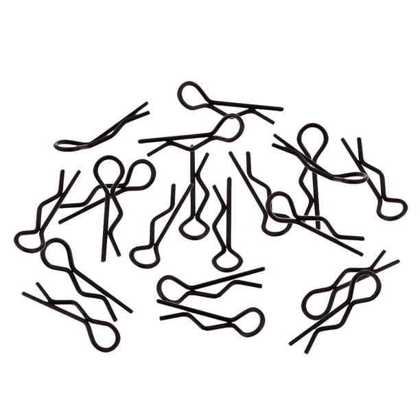 Clips para carrocería de coche RC tipo R (paquete de 20 unidades) para accesorios de coche RC Crawler 1/10 1:12 Negro