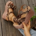 thumbnail image 5 of Viluyesy Women's Platform Sandals, Leopard Prints Adjustable Strap Open Toe Summer Thick Sole Casual Vacation Shoes Khaki 6, 5 of 9