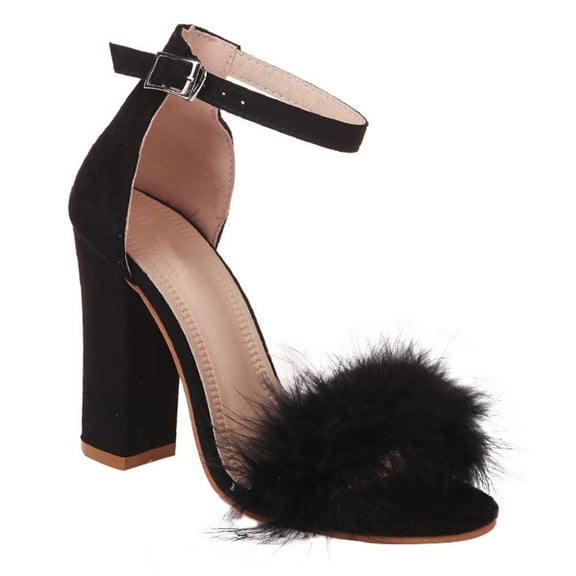 HONITANO 1 Pair High-Heeled Sandals For Women 9.82Inch Heel Pu Rubber Black