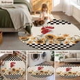 thumbnail image 5 of Round Rug 4Ft Washable Non-Slip, Sunflowers Rooster Circle Area Rugs for Living Room Bedroom, Farmhouse Vintage Beige Burlap Plaid Indoor Floor Mats Carpet Runner for Home Decor Aesthetic, 5 of 8