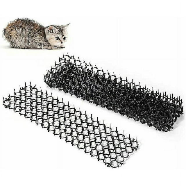 Paquete de 6 repelentes de gatos con púas, alfombrilla repelente de gatos para exteriores de 48,5 x 13,5 cm, púas para gatos, alfombrilla repelente de perros de malla de espinas para vallas de ja
