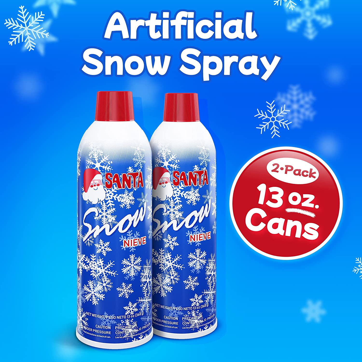Prextex Christmas Artificial Snow Spray - Aerosol Decoration Tree Holiday -  Winter Fake Crafts - Winter Party Snow Nieve (Pack of Two, 13 OZ Bottles)
