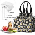 thumbnail image 4 of Black Sunflower Drawstring Lunch Bag Women - Drawstring Lunch Bag Insulated for Work Office - Stain-Resistant Large Lunchbags for Women with Multi-Pockets, 4 of 6