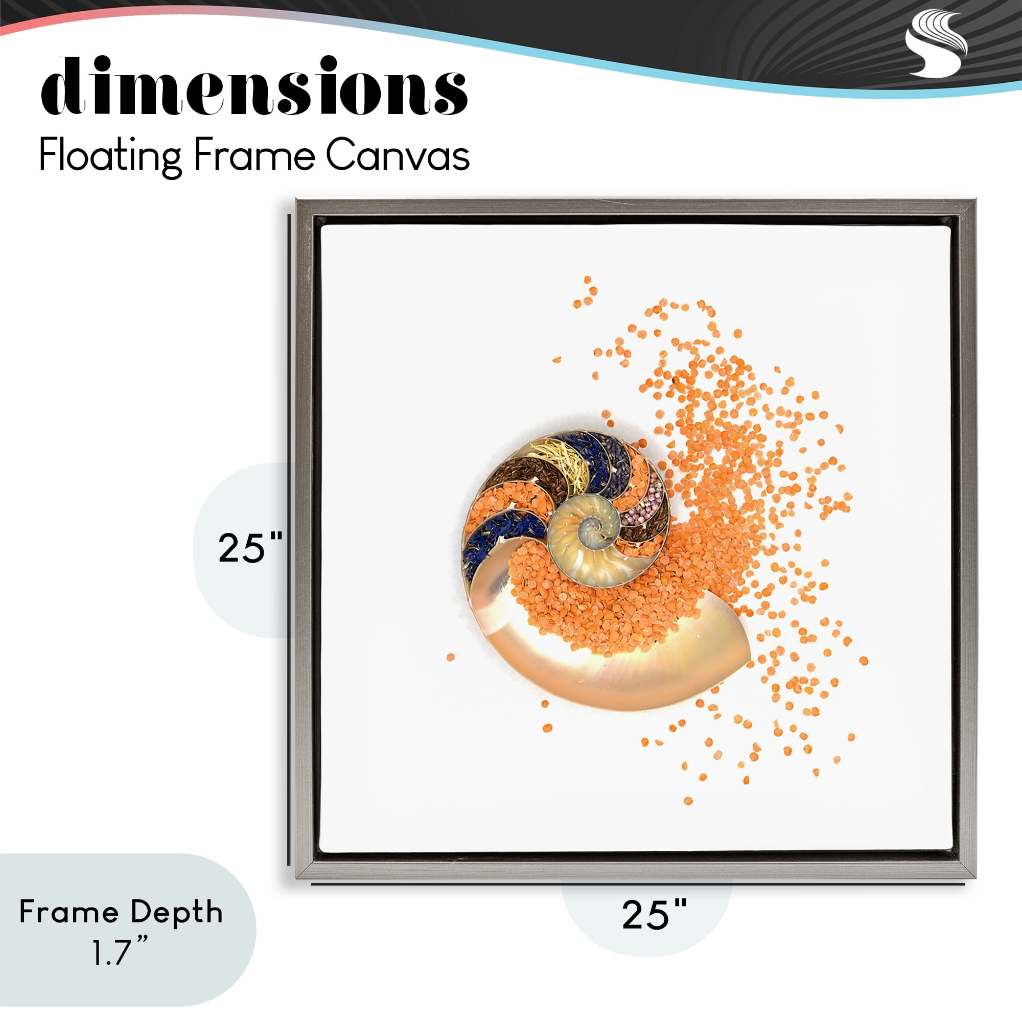 Stupell Industries Orange Nautilus Spiral Gray Framed Floater Canvas Wall Art, design by Beth Adoette