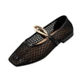 thumbnail image 3 of LTTVQM Mary Jane Shoes Women Woven Hollow Out Closed Square Ballet Flats Dressy Casual Comfortable Work Walking Shoes Black 36(US-5.5), 3 of 5