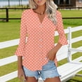 thumbnail image 5 of Edvintorg Womens Tops Polka Dot Flare 3/4 Sleeve Loose Top Fashion V Neck Casual Button Down Shirt Women's Clothing Orange XXL, 5 of 7