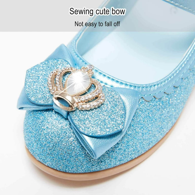 Stelle Girls Mary Jane Glitter Shoes Wedding Party Flats Dress Pump Shoes  for Kids Toddler Flower Girl Low Heel Princess Shoes,Blue - Walmart.com