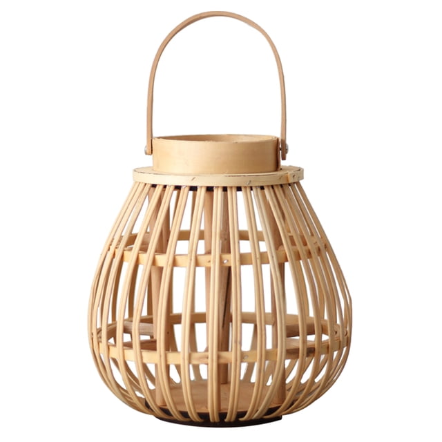 1Pack Rattan Storage Basket Lantern Candlestick 35x25in Beige Color Decorative Indoor Decoration