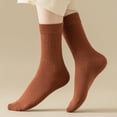 thumbnail image 3 of Moxufan Women Mid-calf Socks High Elastic Breathable Socks Sweat-absorbent Stockings Soft Solid Color Bootie Socks Thick Warm Socks for Fall Winter,Brown, 3 of 8