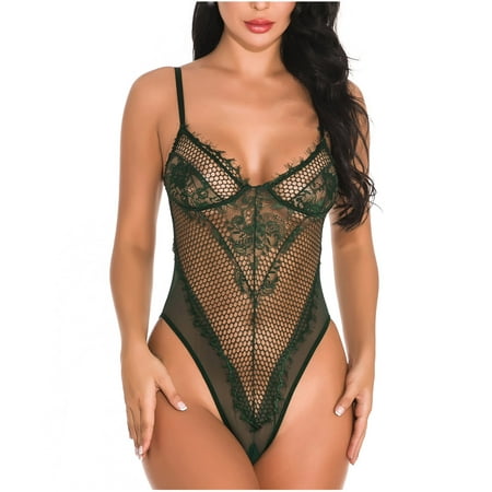 

Summer Pajamas For Women Push Up Two Piece Lingerie Sexy Fishnet Mesh Lingerie Bra and Panty 2 Piece Lingerie Set Hollow Out Cutout Wasit Leotard Teddy Lingerie Valentine s Day Temptation