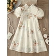 thumbnail image 2 of Toddler Girls Puff Sleeve Frill Trim Fan Embroidery Tassel Chinese Style Cheongsam Dress For Party Kids Summer Clothes, 2 of 5