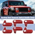 thumbnail image 2 of Unique Bargains 6 Pcs Housse de Poignée d'Interrupteur de Retrait de Toit Rigide pour Jeep Wrangler JL JLU 18-23 Motif Fibre de Carbone Rouge, 2 of 7