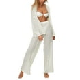 thumbnail image 2 of Txlixc Blusa de botón transparente de manga larga y pantalones de piernas anchas para mujeres Txlixc  moda, 2 of 9