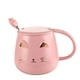 thumbnail image 1 of Taza de cerámica HappyWare diseño de gato con Tapa y cuchara rosa 100103_1, 1 of 3