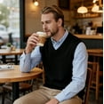 thumbnail image 3 of TOPTIE Chandail Sans Manches Uni pour Homme, Coupe en Coton Décontractée - Noir - P, 3 of 11