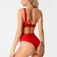 thumbnail image 4 of SIRUITON One Shoulder One Piece Swimsuit for Women Asymmetric Design Bathing Suits Swimwear Red S, 4 of 6