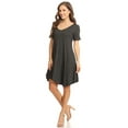 thumbnail image 3 of Women's Relaxed Fit Knit Short A-Line Dress with V-Neck and Asymmetrical Hem, 3 of 4