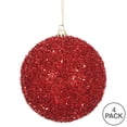 thumbnail image 3 of Vickerman 4" Red Tinsel Ball Ornament, 4 per Bag, 3 of 3