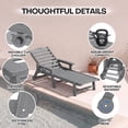 thumbnail image 5 of Cobiod Outdoor HDPE Chaise Lounge Chair,5-Position Adjustable Reclining Lounger with Wheels & Cup Holders,350lb Capacity,Overall length 78" , Grey, 5 of 8