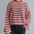 thumbnail image 5 of FDGIU Women's 2025 Winter Striped Color Block Sweater‌ - Long Sleeve Oversized Pullover, Loose Crewneck Comfy Knitted Top, 5 of 7