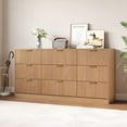 thumbnail image 4 of YouTrend Burlywood 9 Drawer Dresser for Bedroom,Modern Adult Fluted Wood Chest of Drawer with Golden Embedded Handles for Living Room,Hallway, 4 of 12