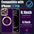 thumbnail image 4 of Compatible with iPhone 12 Pro Case Magsafe, Cute Heart Pattern Luxury Plating Full Camera Lens Protection Magnetic Case for iPhone 12 Pro for Women Girl-Deep Purple, 4 of 10