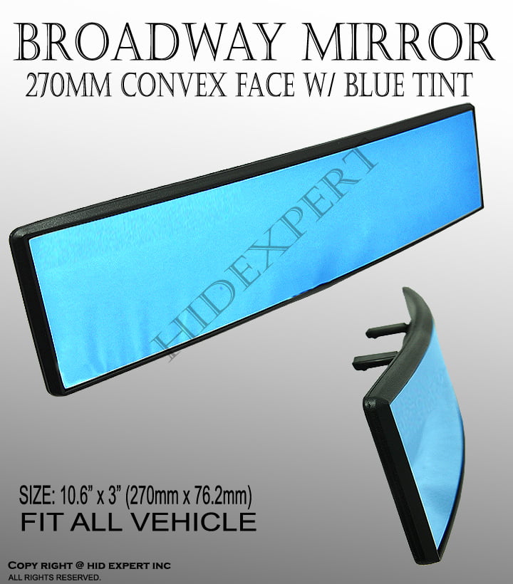 Broadway 270mm Wide Flat Interior Clip On Blue Tint Rear View Mirror Universal 1