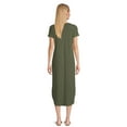 thumbnail image 3 of Time and Tru Women's Dolman Sleeve Ribbed Maxi Dress with Side Slits, Sizes XS-XXXL, 3 of 5