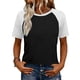 thumbnail image 1 of Camisetas de manga corta de verano para las mujeres Moda casual de manga de Raglan Color bloqueado Top, blusa de manga corta de las mujeres para la primavera, 1 of 8
