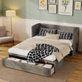thumbnail image 6 of Queen Size Murphy Bed with Charging Station and 3 Storage Drawers, Pine Wood Folding Cabinet Bed, Equipped with 6 Moving Wheels, Space-Saving Hidden Wall Bed for Guest Room, Home Office,Grey, 6 of 11