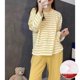 thumbnail image 3 of Pijama de mujer de verano de manga corta con almohadillas para el pecho, traje a rayas, ropa para el hogar, 3 of 5