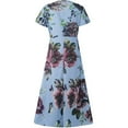 thumbnail image 5 of QJUHUNG Robe Midi Formelle pour Femmes Soirée Été Col en V Manches Courtes T-Shirt Soirée Invité de Mariage Style Asymétrique B-8 Cocktail Gris_i L, 5 of 5